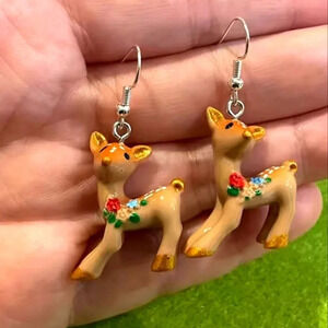 Floral Sitka Deer Dangle Earrings